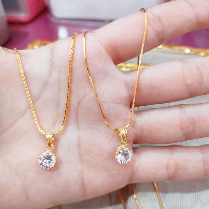 Kalung emas 5grm/700k rantai itali liontin mata satu. Perhiasan Hadiah - Kalung Emas Rantai Itali Ad