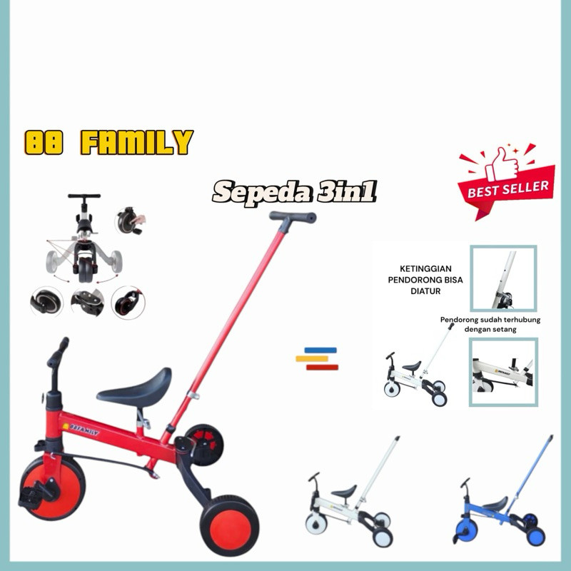 One-M97 Mainan Sepeda Roda 3 anak 2in1 mainan sepeda keseimbangan anak
