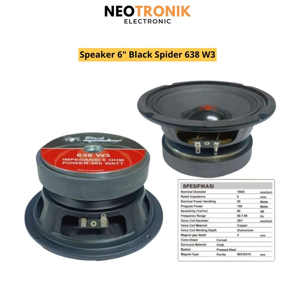 SPEAKER BLACK SPIDER 6INCH 638 W3 PACKING BUBBLEWRAP