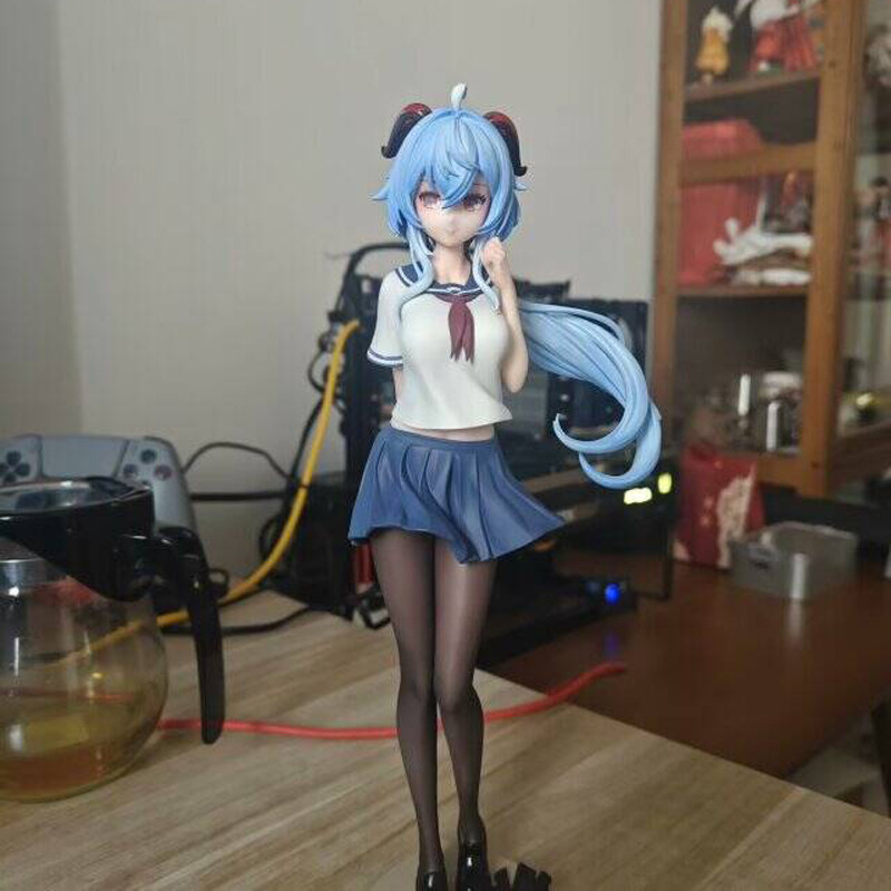 25cm Genshin Impact Figure Ganyu Figure School Uniform Ganyu Figurine Beautiful Girl Gk Statue Model