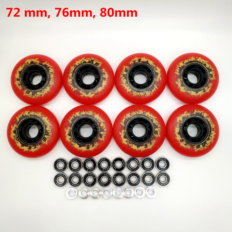 free shipping roller wheel skate wheel 85 A red wheel 72 mm 76 mm 80 mm abec-9