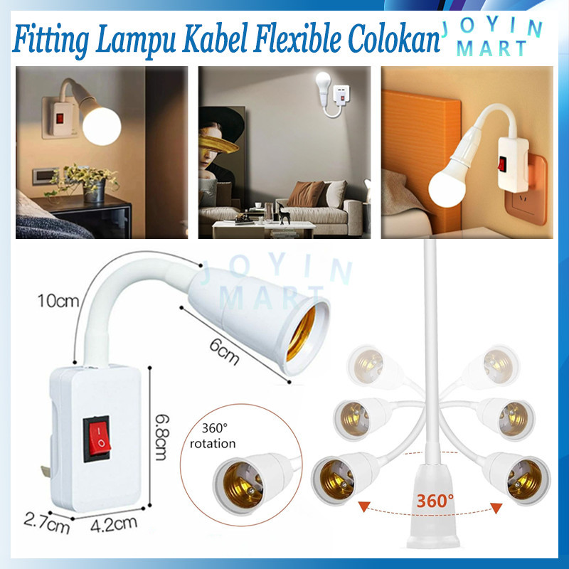 Fitting Lampu Kabel Flexible Colokan/Fitting Lampu Tidur/Lampu Kamar Steker On Off