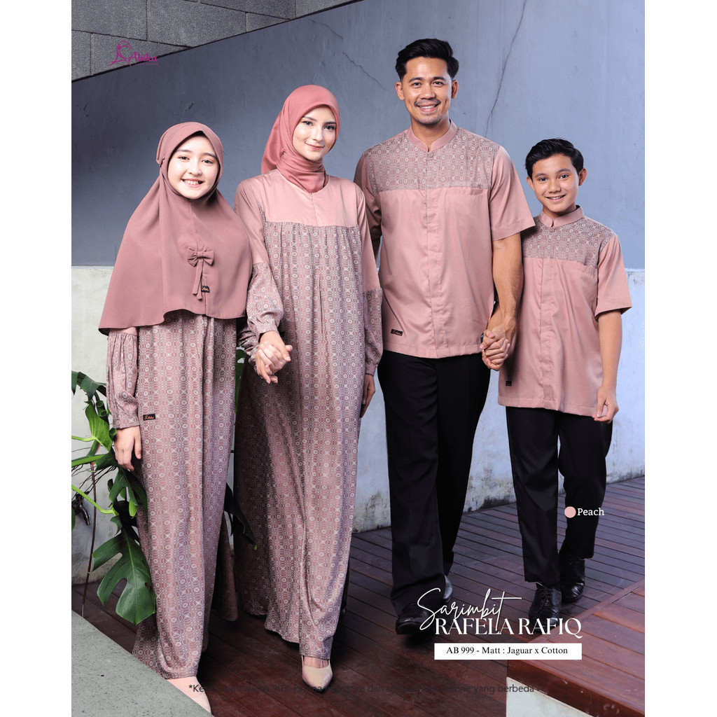 Sarimbit Keluarga Lebaran 2026 Premium Abika Hijab  Rafela Rafiq  Peach Seragam Family Set Idhul Fit