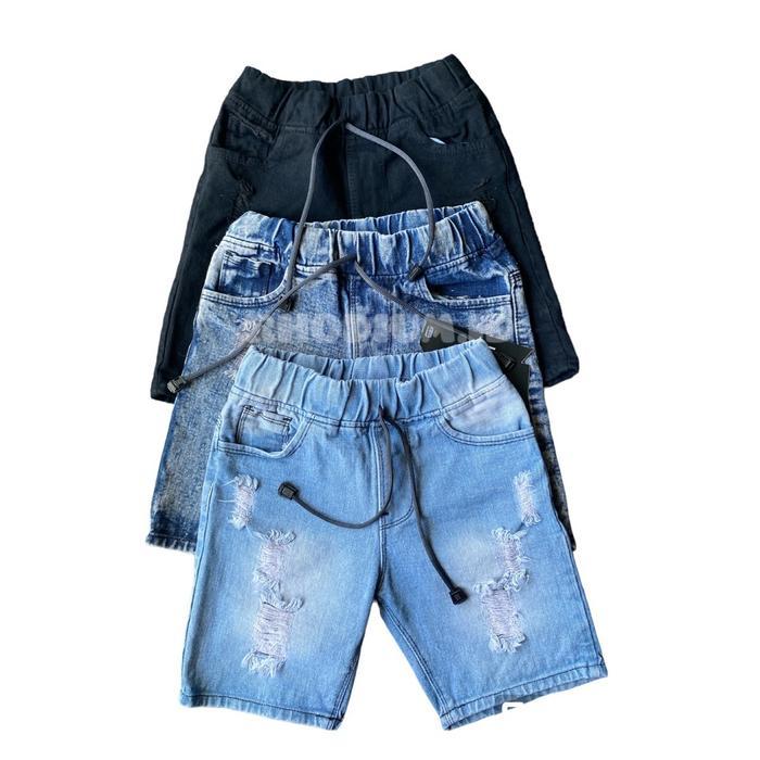 DISKON  RHODIUM 3 pcs celana jeans pendek sobek anak laki-laki usia 1-12 tahun matt jeans 10 oz - 2 