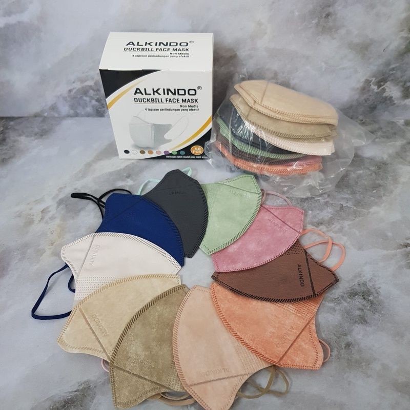 MASKER DUCKBILL ALKINDO MIX WARNA MIRIP SENSI ISI 50 LEMBAR