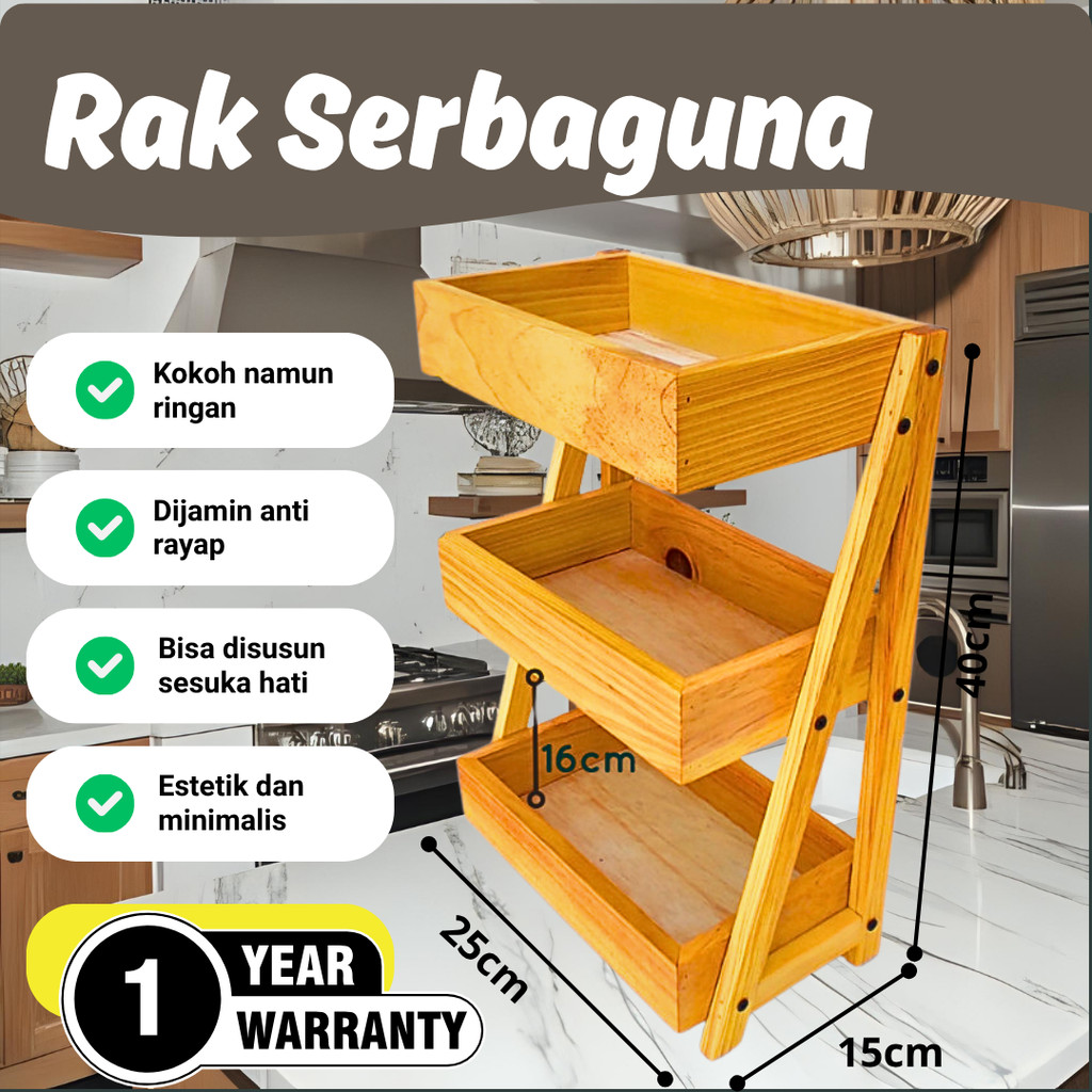 Rak Bawang Susun KAYU JATI Gratis Stiker Tempat Telur Bumbu Dapur Unik Aesthetic Kualitas Premium