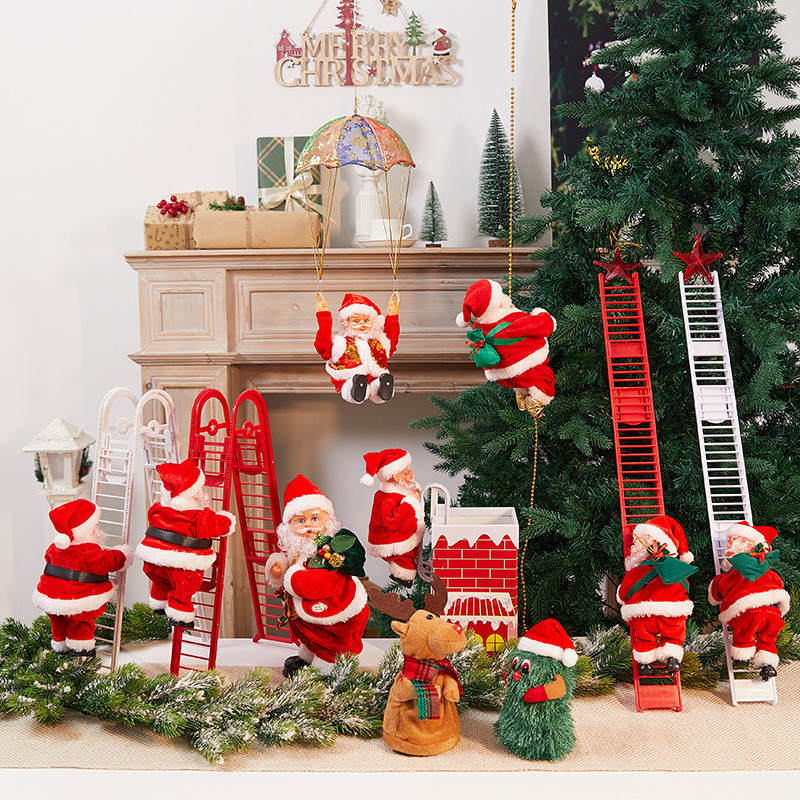 Christmas Decoration Electric Climbing Ladder Santa Claus Climbing Rope Santa Claus Christmas Gift D