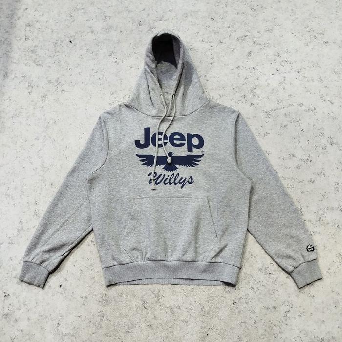Pullover hoodie abu abu JEEP WILLYS jemper grey casual murah bagus