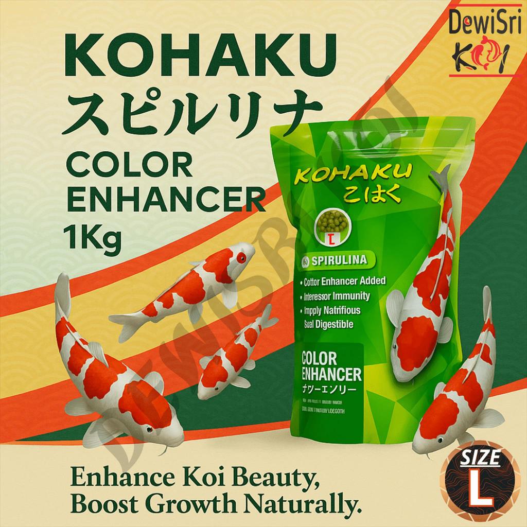 Pakan Ikan Koi KOHAKU Large 1kg – Spirulina Color Enhancer , Cepat Besar & Warna Cerah