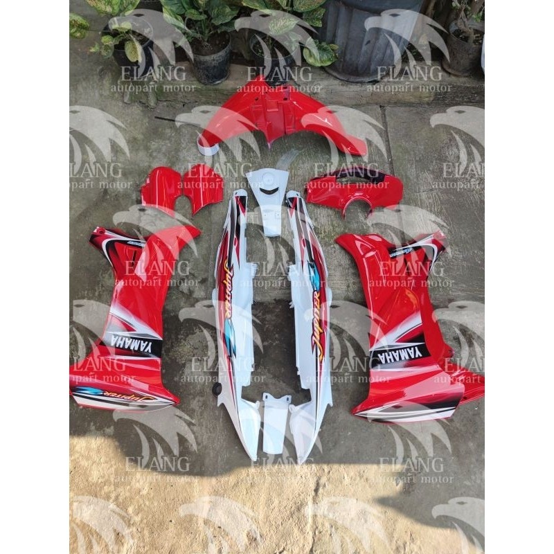 BODYSET FULL BODY HALUS YAMAHA JUPITER Z OLD LAMA MERAH PUTIH+STRIPING STIKER