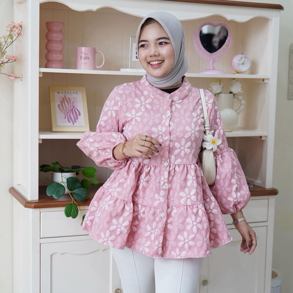 NTF - ZFS BLOUSE SUKI TOP MOTIF PREMIUM DENGAN LENGAN BALOON / VILGI TOP / MODEL KEKINIAN / Blouse F