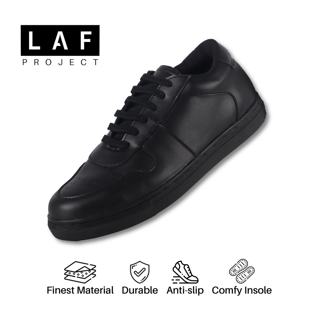 Sepatu Sneakers Pria Tali Casual Kasual Hitam Full Black Air Adam LAF Project