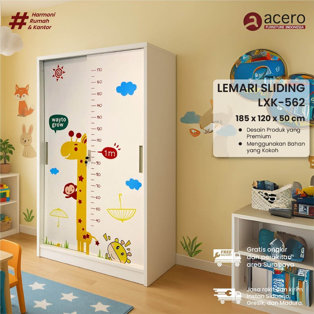 KARGO Furniture LXK Series | Lemari Pakaian Sliding Ukuran 120cm | Lemari Pakaian Besi Minimalis | L