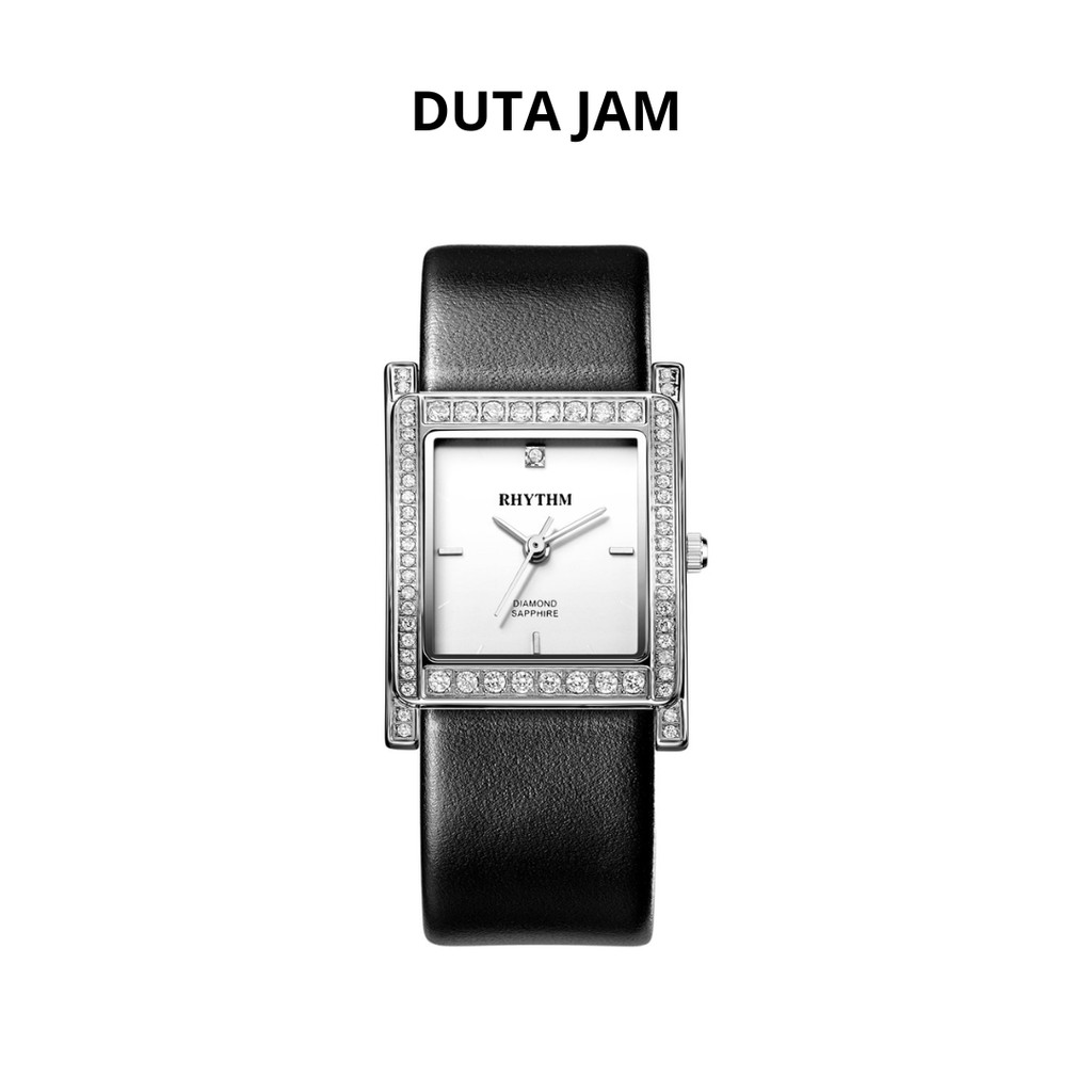 JAM TANGAN WANITA RHYTHM L1204 L01 L1204L01 ANALOG BLACK LEATHER STRAP