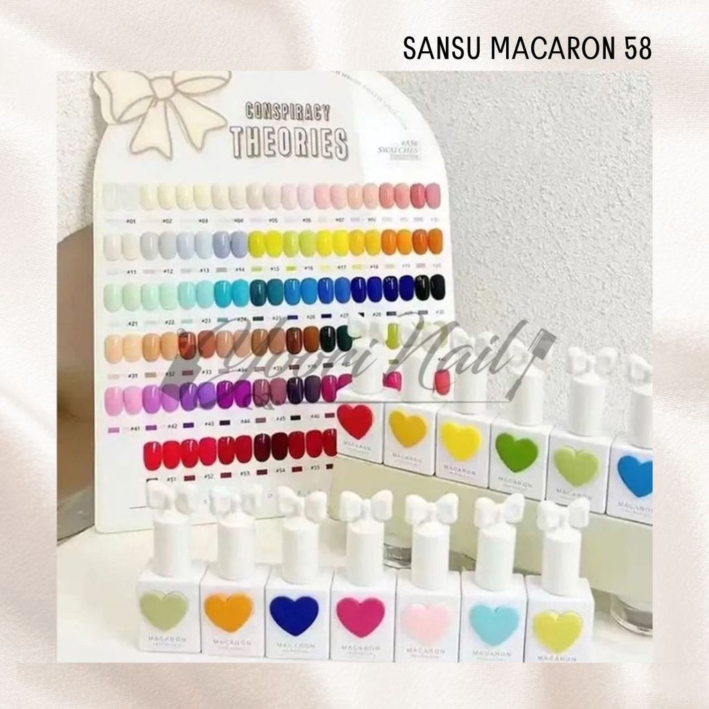 (REJECT) Sansu macaron gel set 58 color kutek set nail gel paket gel polish free base coat top coat