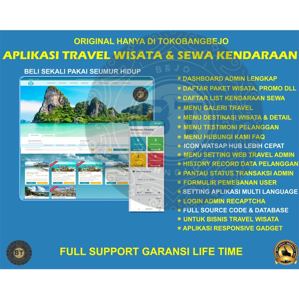 APLIKASI WEB SOURCE CODE TRAVEL DIlENGKAPI SEWA KENDARAAN GARANSI SEUMUR HIDUP FULL SUPPORT