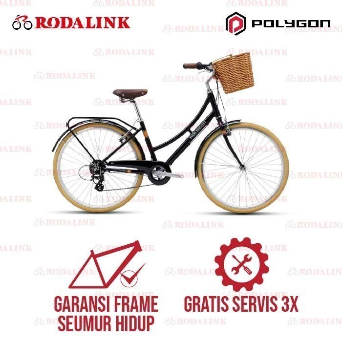 Polygon Oosten Sepeda Wanita Dengan Keranjang 26" - Classic City Bike