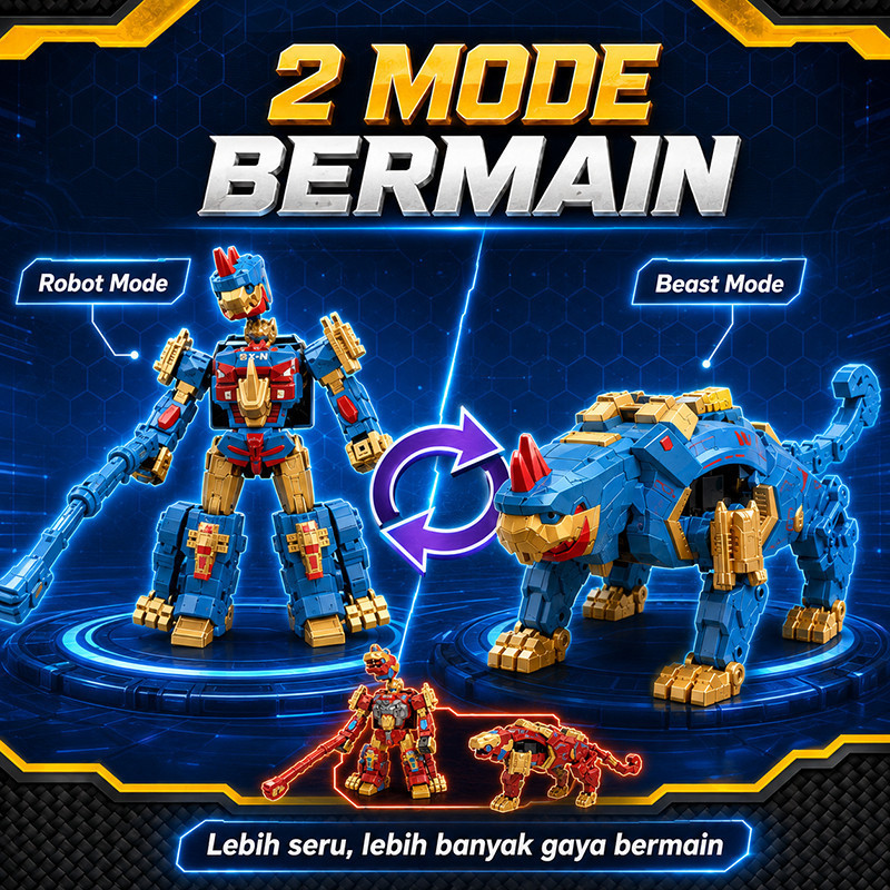 Pendidikan anak-anak binatang perang badak deformasi robot dan binatang mode 2-in-1 konversi model s