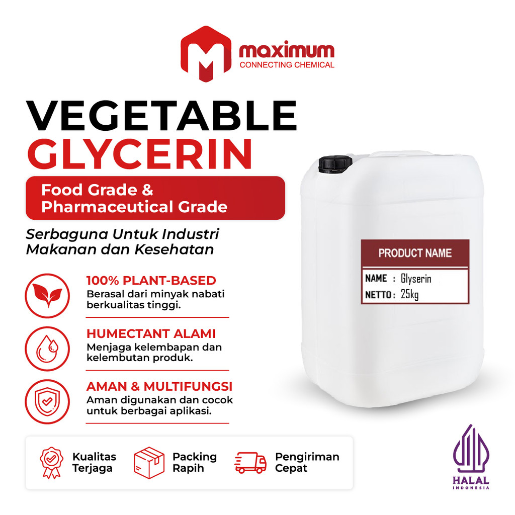 Gliserin Nabati / VG / Vegetable Glycerine Pharmateutical Grade 25 Kg
