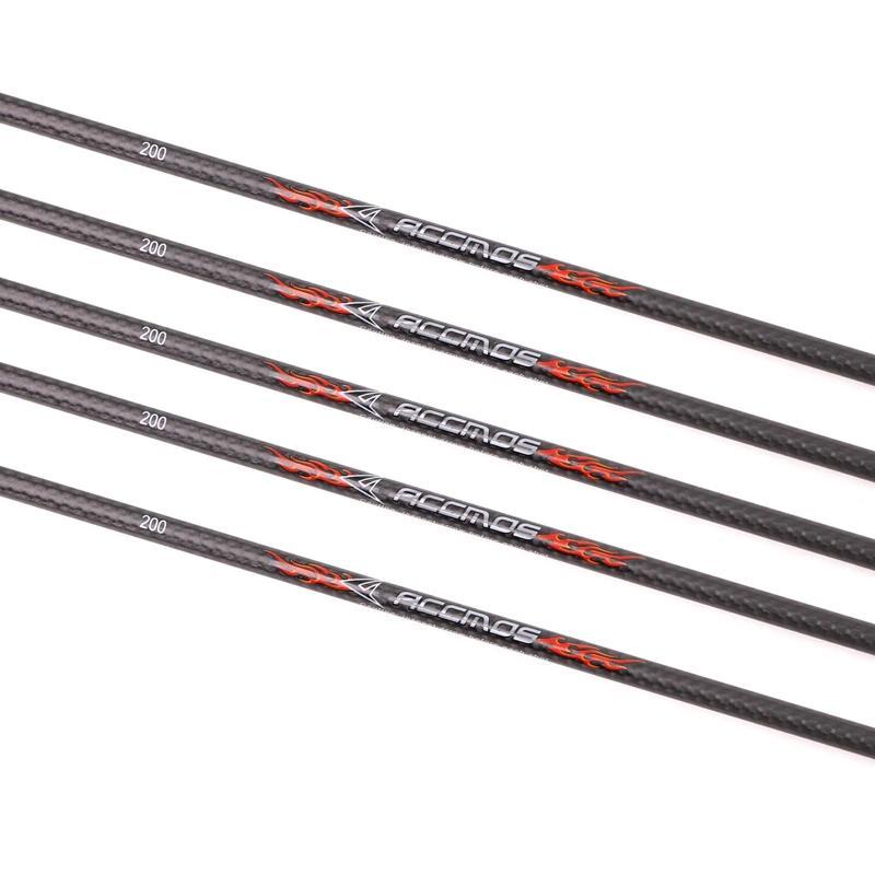 ACCMOS Pure Carbon Arrow Shaft ID6.2mm 3K Carbon Fiber Tube 33'' spine 200 250 300 350 400 500 600 A
