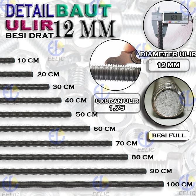 BED-M12X30 BESI DRAT BAUT ULIR DENGAN DIAMETER 12 MM X PANJANG 30 CM