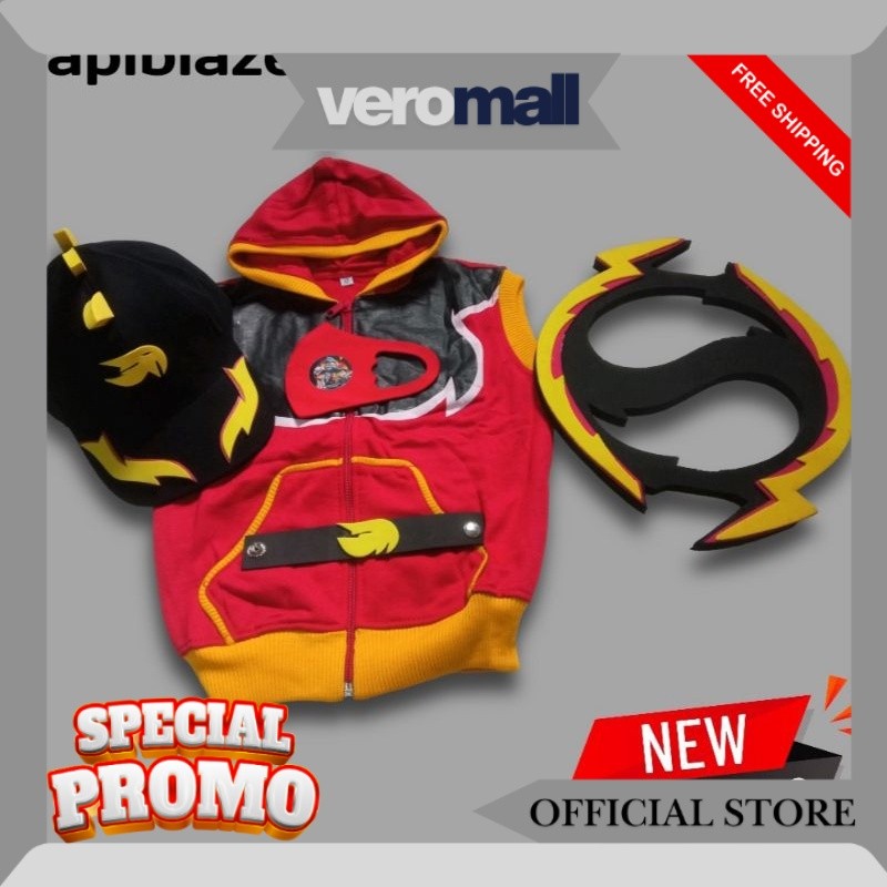 Rompi boboiboy api blaze set termurah/topi boboiboy original AKHSHOP