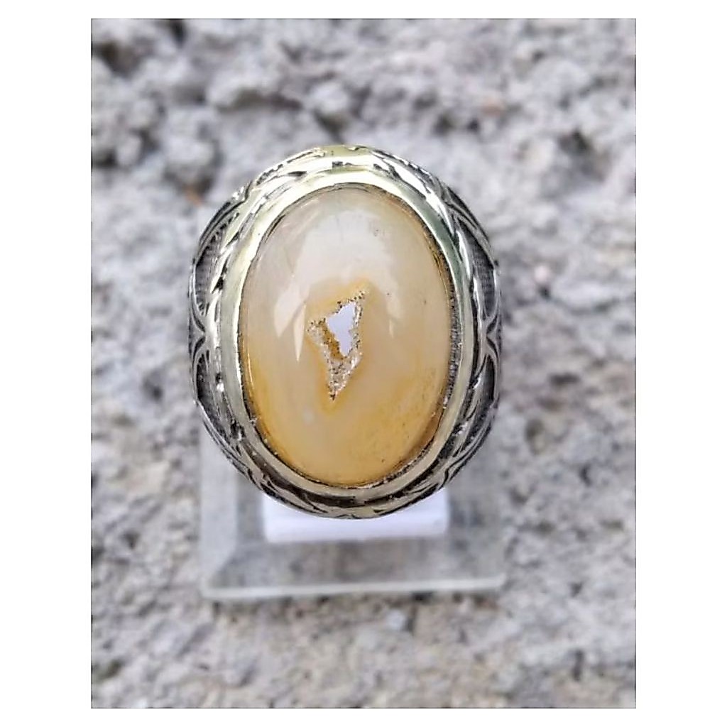 Cincin Batu Akik Combong Natural Ring Mban Alpaka Super