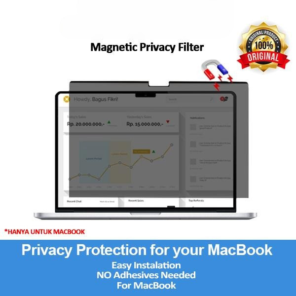Magnetic Antispy / Magnetic Privacy Filter untuk MacBook - 13.3"
