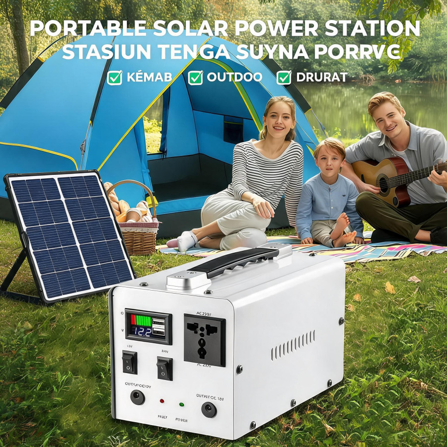 Flashfish E200 Power Station Portable Mini Generator Listrik Paket Solar Cell Powerbank Genset E200+