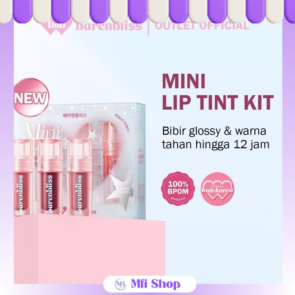 MFI - BNB Barenbliss Peach Punch Mini Lip Tint Kit 3 x 1,5 ml | Tahan Hingga 12 Jam