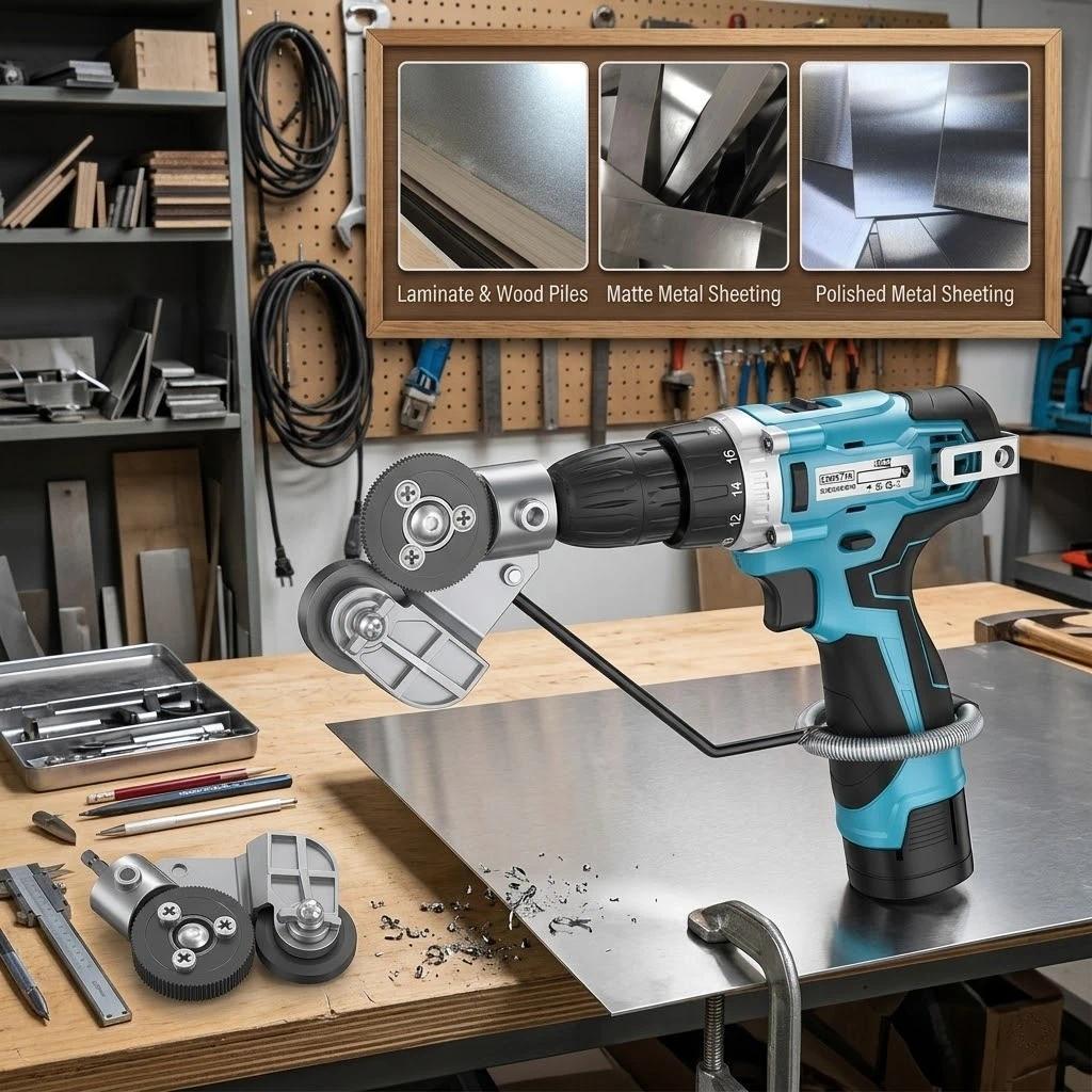 Electric Drill Shears Nibbler Cutter, Power Iron Scissors Metal Sheet Cutting Machine Tool, Drill At