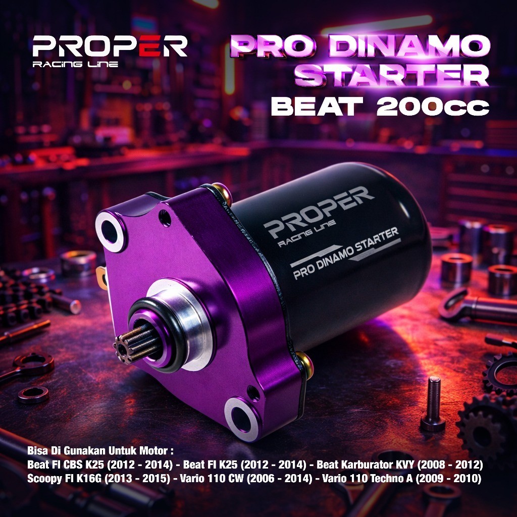 Proper Dinamo Starter Stater Beat 200CC Beat Karbu FI Scoopy Vario 110 Bore Up Racing