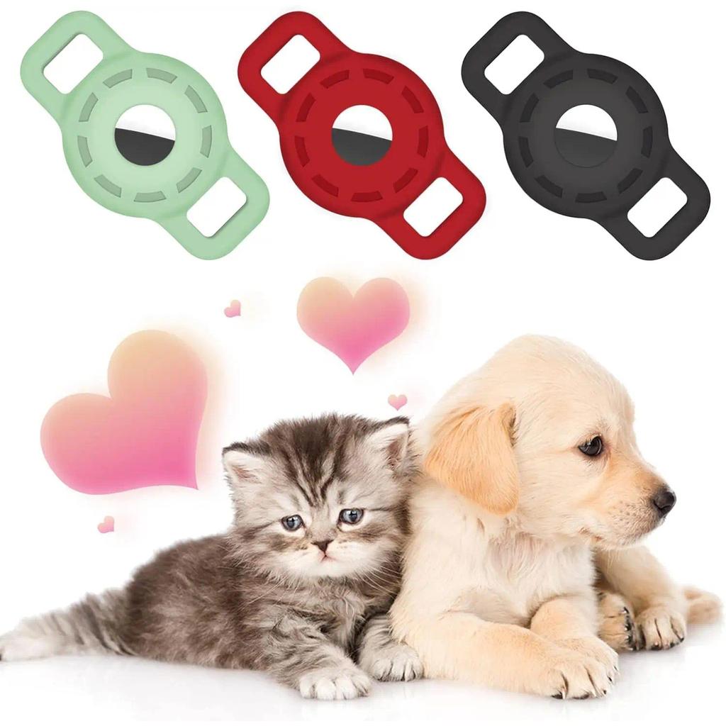Airtag Cat Collar Holder for Air Tag Dog Collars Puppy Loop Protective Silicone Case Lightweight Sof