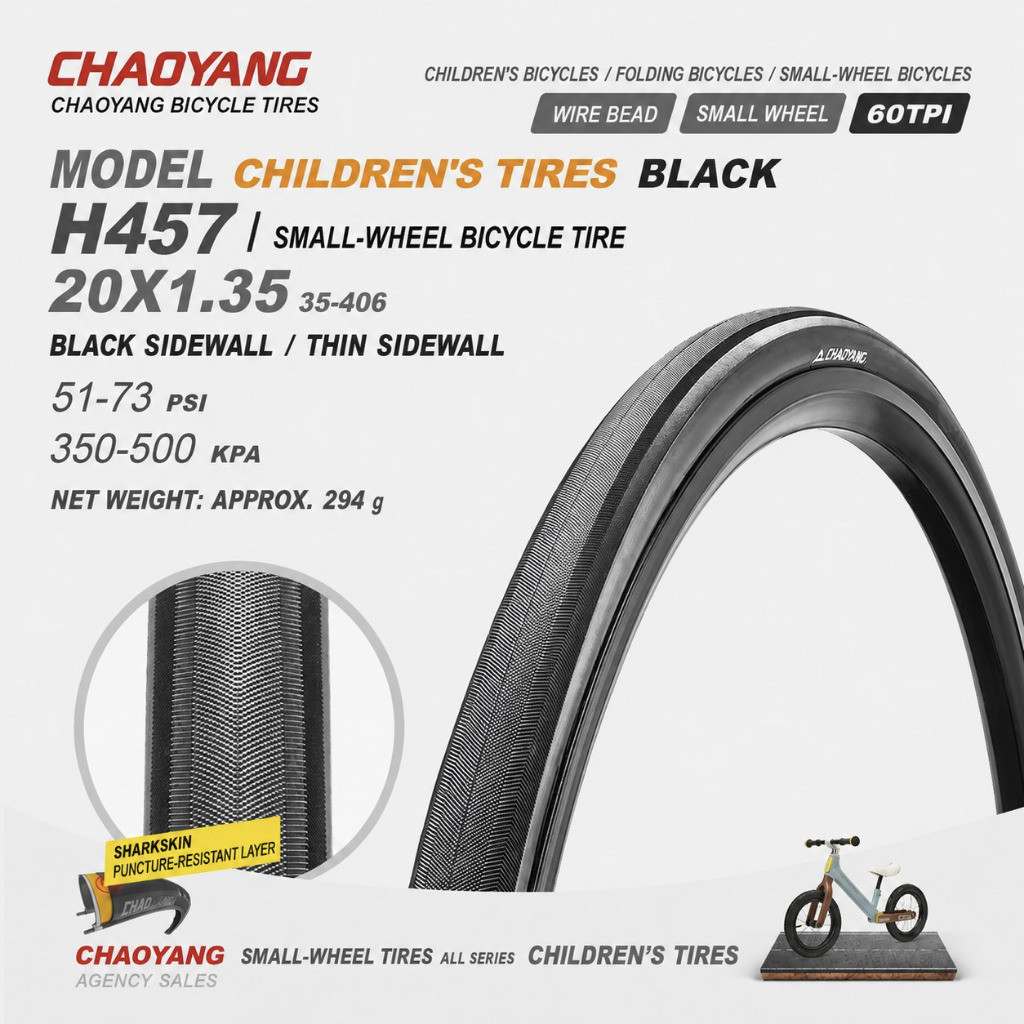 Foto Ban Luar Chaoyang 20 x 1.35 inch Shark Skin Non Foldable Sepeda 20 Murni 406 BMX Seli 20inch 1.35