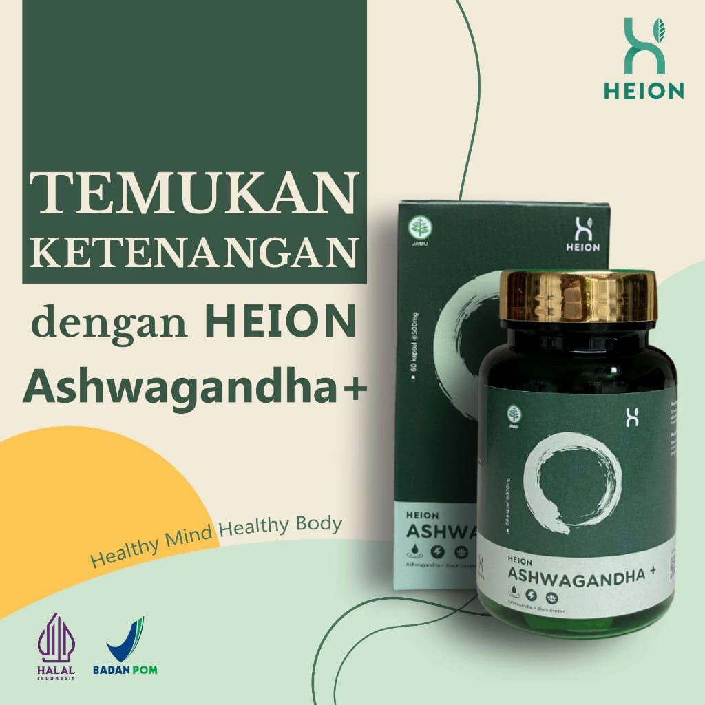 VIRAL HEION Ashwagandha SUPLEMENT MAKANAN - Ksm-66 Ashwagandha extract @500mg BPOM By Klinik.Harpa