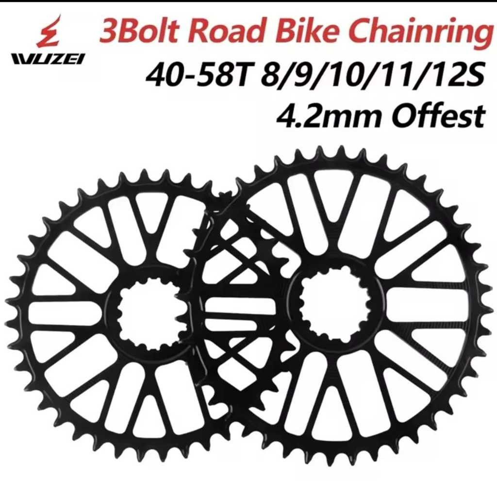 Foto WUZEI Chainring GXP 3 Baut Bolts Crank Direct Mount 4.2mm Offset Ultralight Single Narrow Wide Chain Ring Sepeda 42T 44T 46T 48T 50T 52T 54T