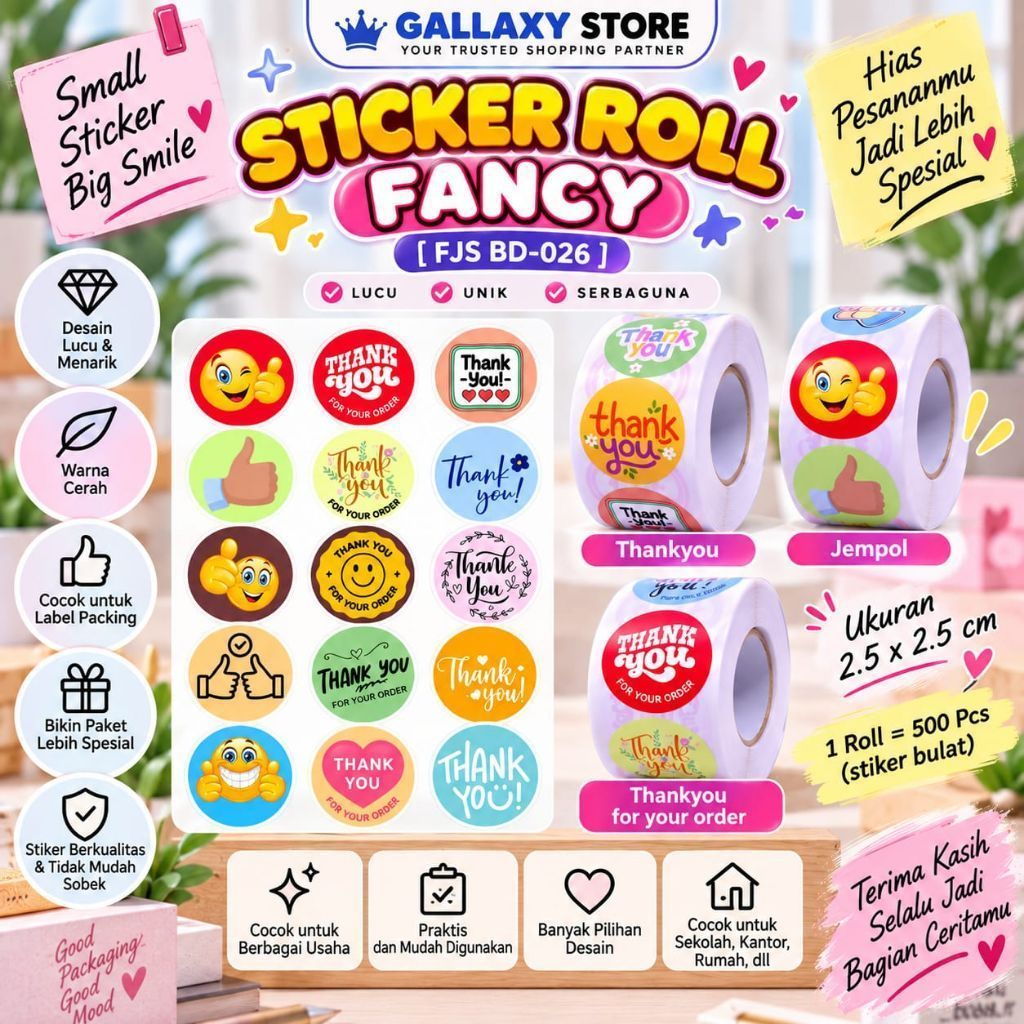 [ PER ROLL] STIKER ROLL FANCY [ FJS BD-026 ] STIKER ROLL LUCU