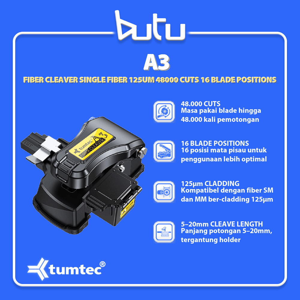 TUMTEC TMT-A3 FIBER CLEAVER A3 SINGLE FIBER 125UM 48000 CUTS 16 BLADE POSITIONS