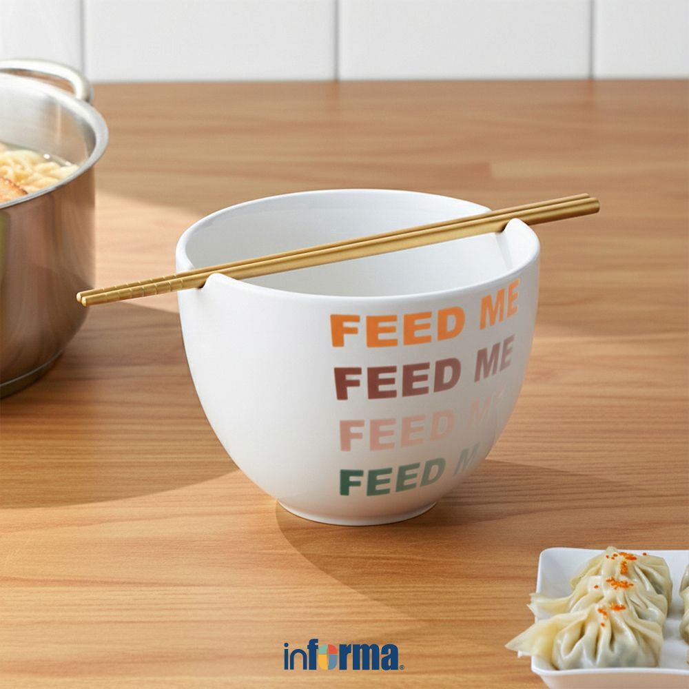 Informa Appetite Mangkuk Porcelain Dengan Sumpit 16.8 cm Bowl Chopstick Set Mangkuk Set Sumpit Ramen