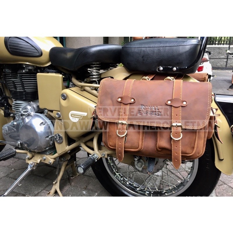 tas kulit royal enfield , tas motor royal enfield , royal enfield , sidebag royal enfield