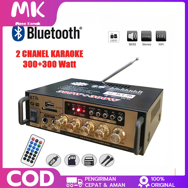 600W BT-198E Amplifier Karaoke Bluetooth Power Amplifier Power Amplifier Wireless Bluetooth Kerndy B