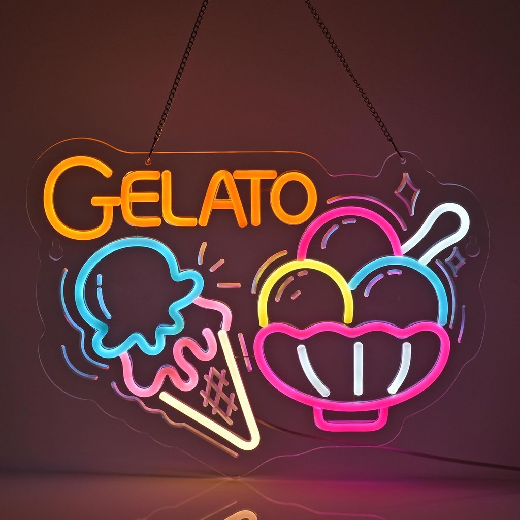 Gelato Neon Sign Ice Cream Neon Light for Shopping Mall Bakeries Coffee Shop Dessert Beverage Shop C