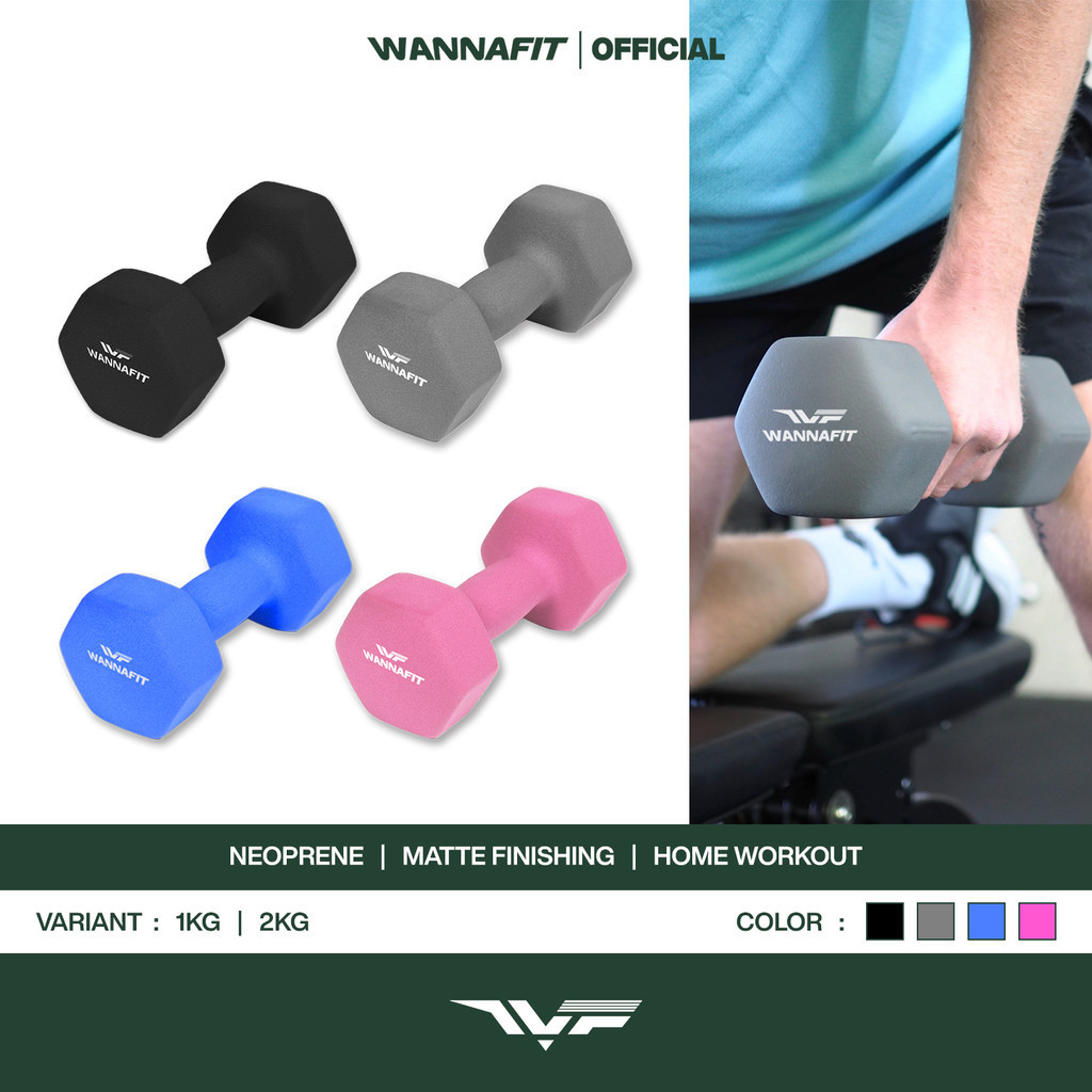 WANNAFIT Dumbbell Barbel 1kg 2kg 3kg | 1 kg 2 kg 3 kgDumbell Barbell Vinyl  Neoprene | Alat Latihan 