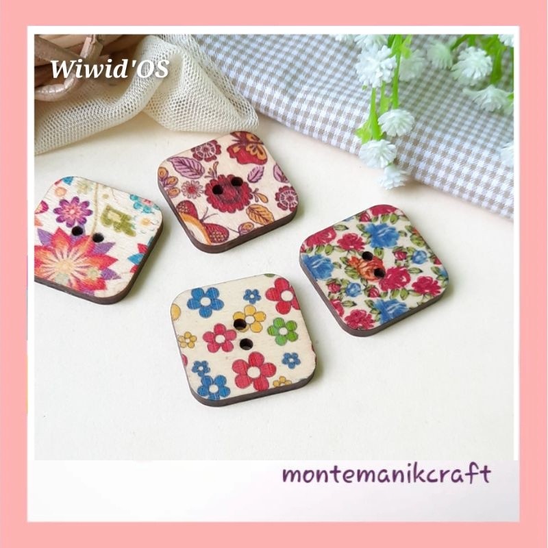 MANIK (5 bj) KANCING KOTAK MOTIF 3 cm KKY019 MONTEMANIK CRAFT