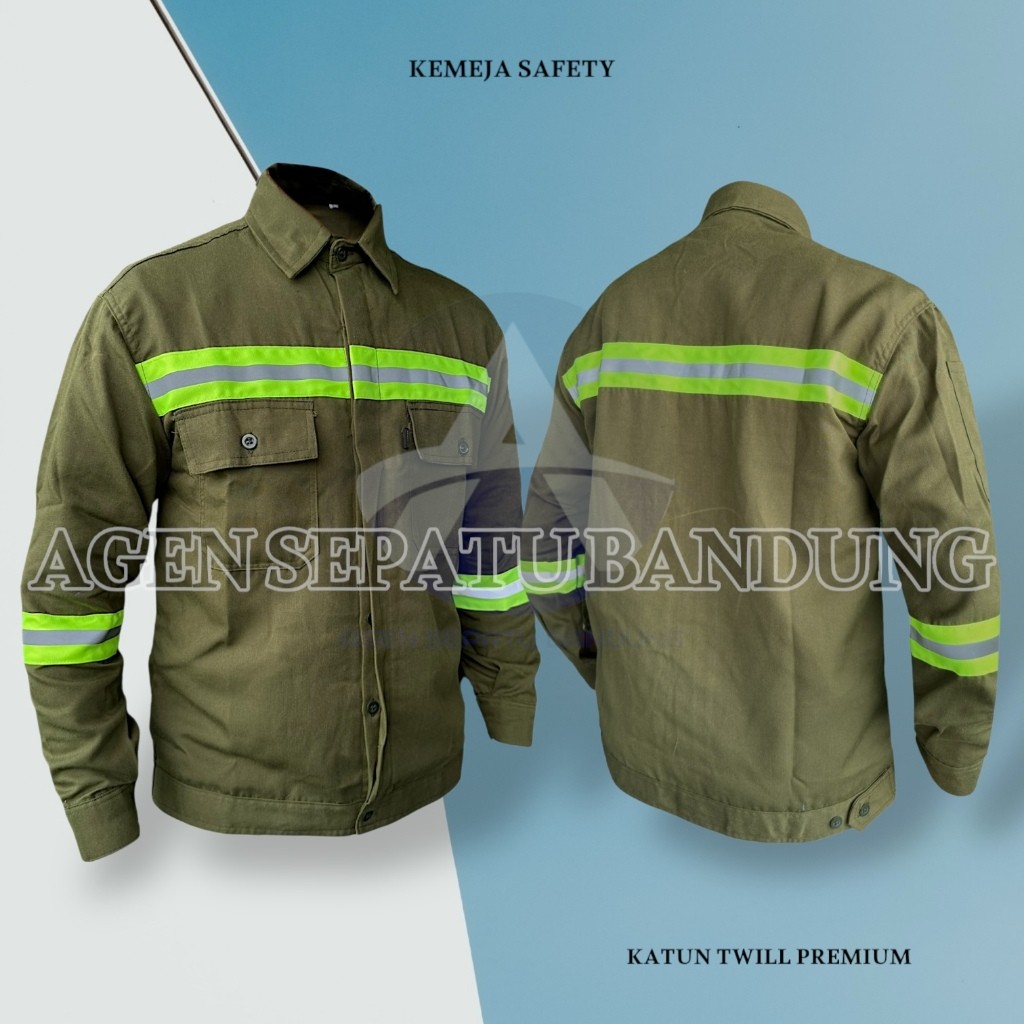 Baju safety lengan panjang seragam kerja proyek kemeja safety premium