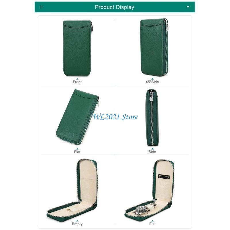 G5GC Durable Watch Travel Case Portable Genuine Leather Jewelry Bag Box for Men and Women Colorful B