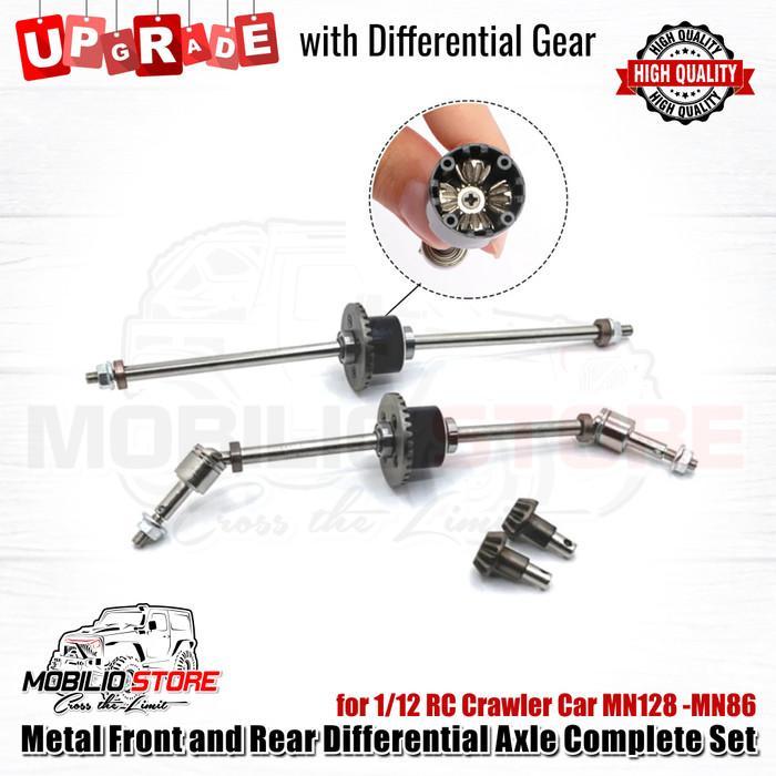 Metal Front and Rear Differential Axle Complete Set for MN128 - MN86 - Black