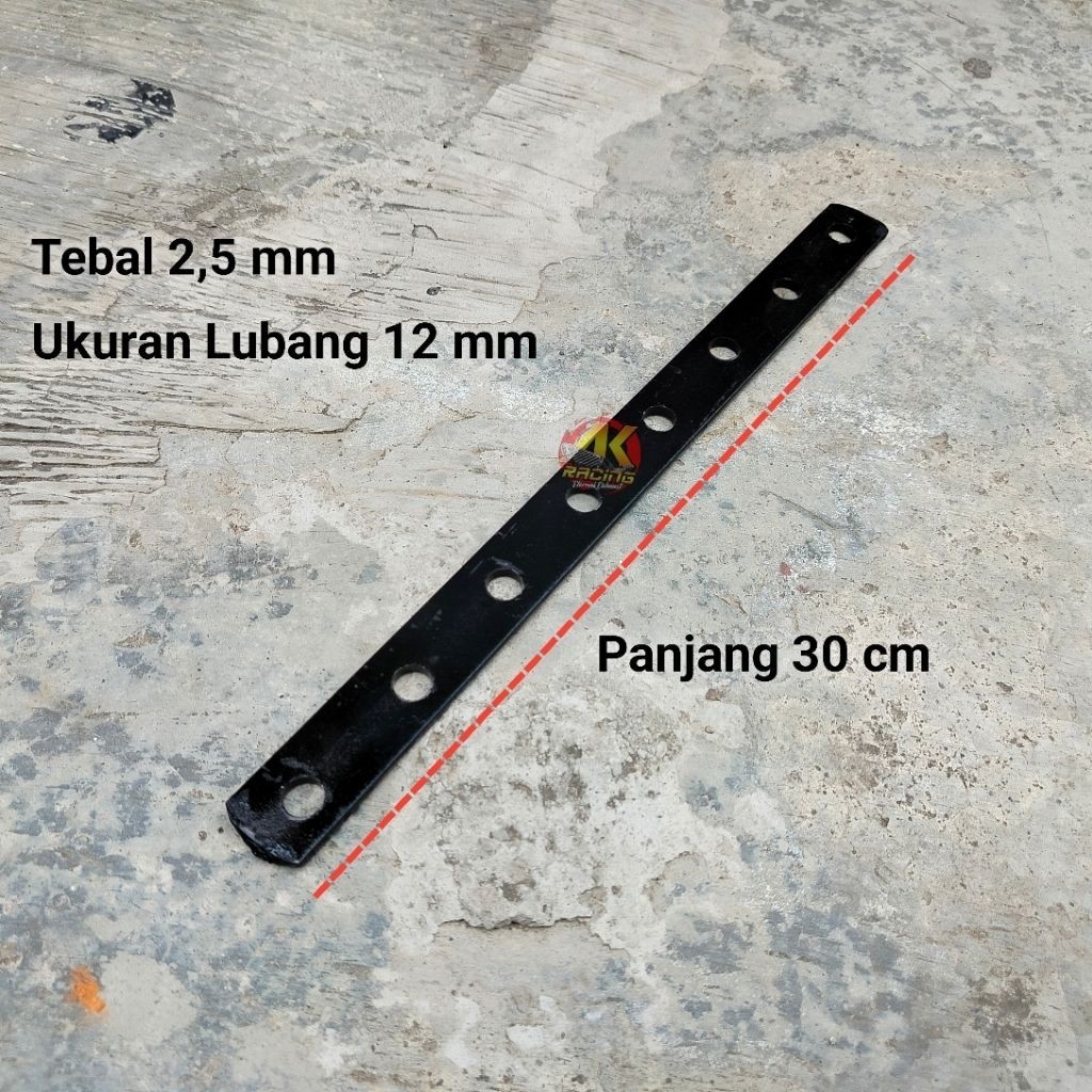 Breket Plat Lubang Serbaguna Tebal 3,8 mm Panjang 30 cm Plat Besi Bolong Multifungsi Breaket Lubang