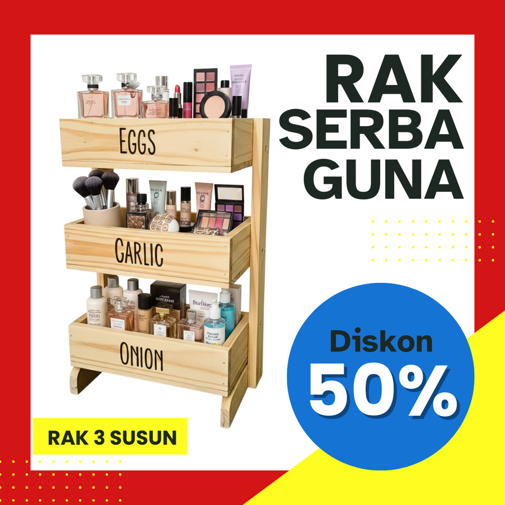 RAK BUMBU SAYUR 3 SUSUN BAHAN KAYU JATI BELANDA