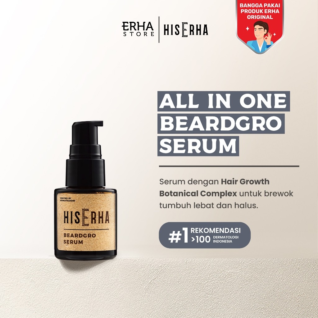 [Clearance Sale] HIS ERHA Beardgro Serum 20 ml - Serum Penumbuh & Perawatan Brewok Pria